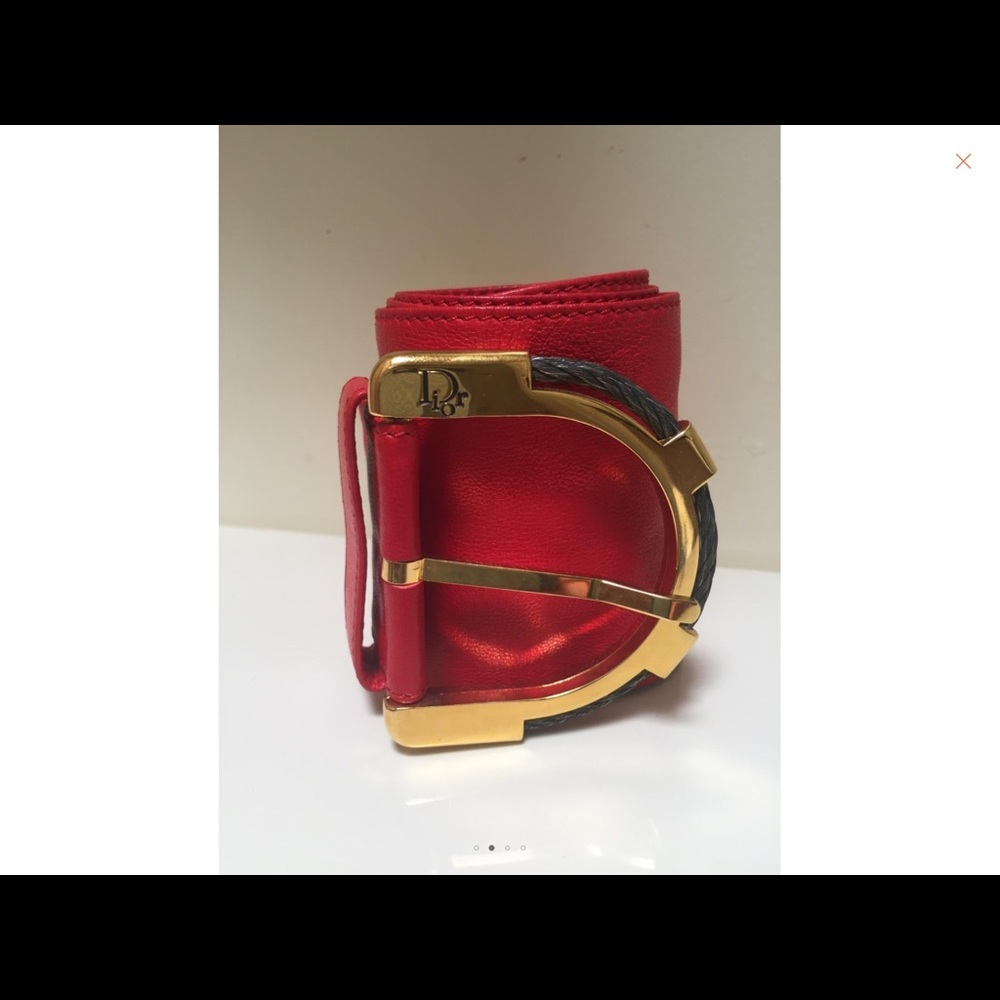 Dior, red leather belt, vintage